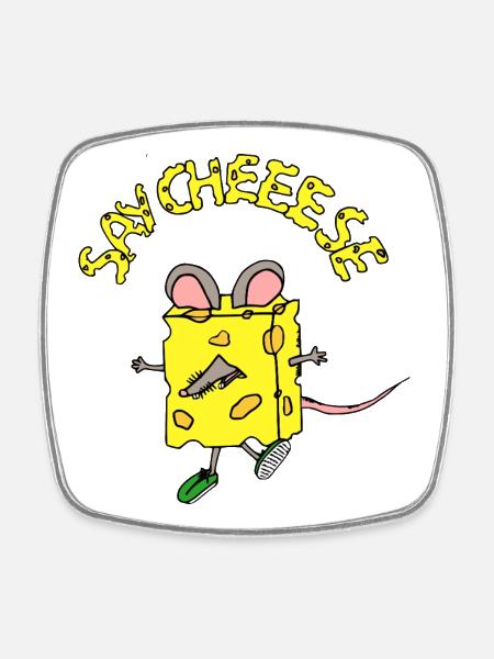 Cheese hero in comic style - Square fridge magnet - white