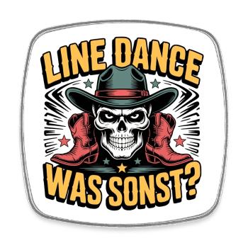 Line Dance Skeleton Western Shirt - Square fridge magnet - white - Front