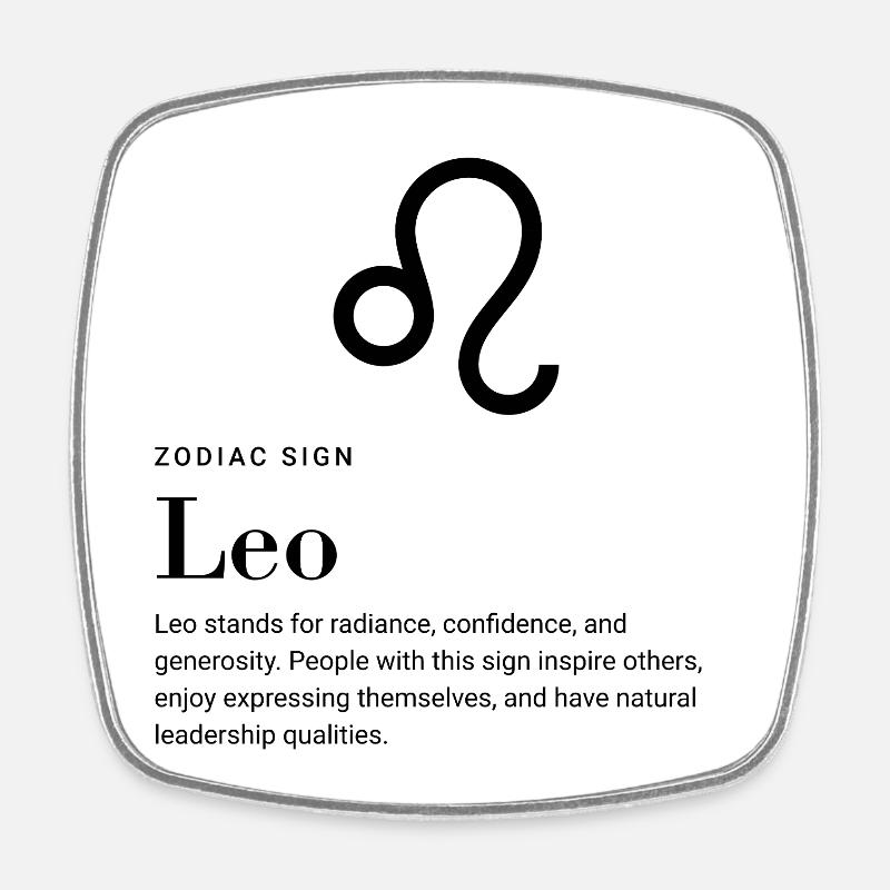 Leo - Zodiac Sign - Square fridge magnet - white