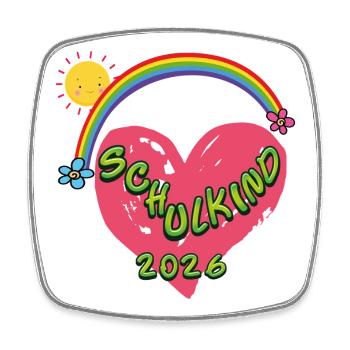 Schulkind Herz Regenbogen 2026 - Viereckiger Kühlschrankmagnet - Weiß - Vorne