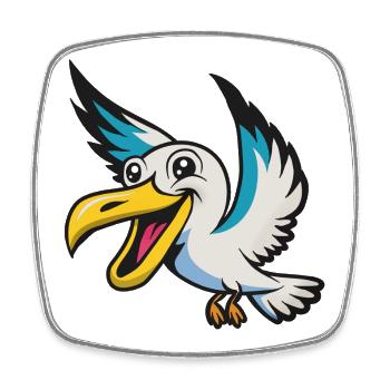 Merry Pelican Mascot - Square fridge magnet - white - Front
