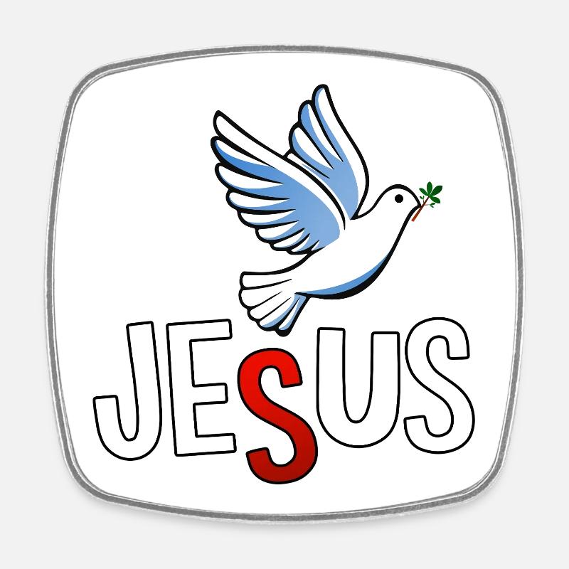 Lettrage de Colombe et JÉSUS - Magnet carré - blanc
