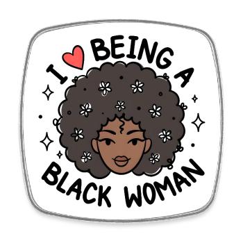 J’adore être une femme noire Pride Design - Magnet carré - blanc - Devant