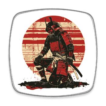 Roter Samurai Schlachtenlook,Ronin - Viereckiger Kühlschrankmagnet - Weiß - Vorne
