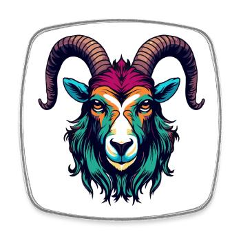 Goat Head Artwork - Square fridge magnet - white - Front