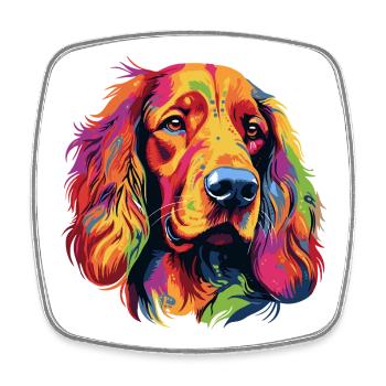 Farbenreiches Hundporträt Pop-Art - Viereckiger Kühlschrankmagnet - Weiß - Vorne