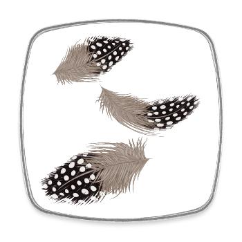 Illustration des trois plumes de pintade volantes - Magnet carré - blanc - Devant