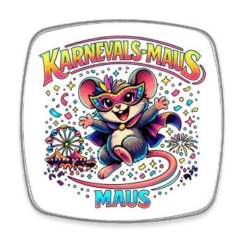 Karnevalsmaus Fasching Kostüm Niedlich Geschenk - Viereckiger Kühlschrankmagnet - Weiß - Vorne