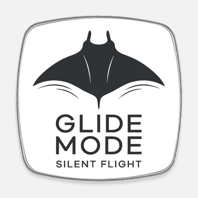 GLIDE MODE – silhouette minimaliste de raie manta - Magnet carré - blanc
