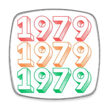 Neon Retro 1979 Jahresdesign - Viereckiger Kühlschrankmagnet - Weiß - Vorne