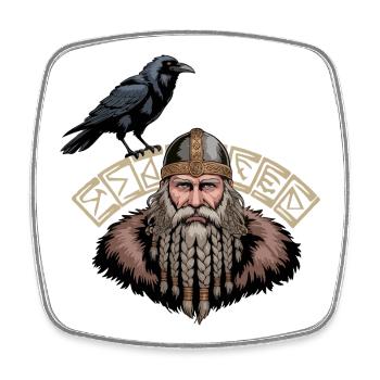 Viking Viking Legend Sailor Odin Raven Fighter - Square fridge magnet - white - Front