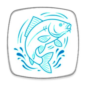 Neon Carp Fish Fishing Outline Vector - Square fridge magnet - white - Front