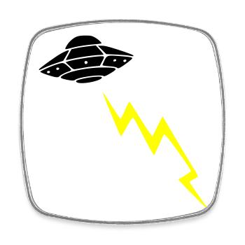 UFO Invasion Blitz Angriff Alien Vektor - Viereckiger Kühlschrankmagnet - Weiß - Vorne