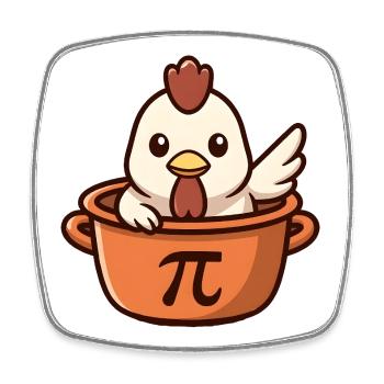 Niedliches Hähnchen im Topf mit Pi-Symbol Spaß - Viereckiger Kühlschrankmagnet - Weiß - Vorne