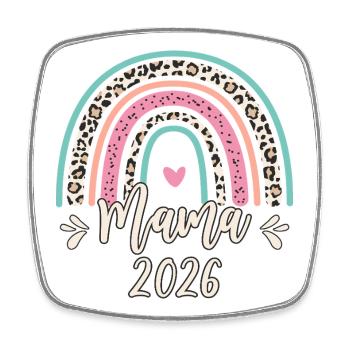 Mama 2026 Mami werden Ankündigung Schwangerschaft - Viereckiger Kühlschrankmagnet - Weiß - Vorne