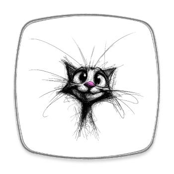 Süße Katzen im Skizzenlook - Viereckiger Kühlschrankmagnet - Weiß - Vorne