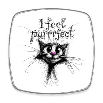 I feel purrrfect – cute cat - Square fridge magnet - white - Front