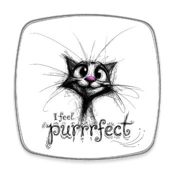 cute cat – I feel purrrfect - Square fridge magnet - white - Front