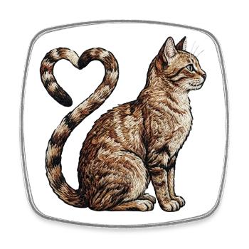 Cat love in embroidered look (printed) - Square fridge magnet - white - Front