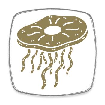 Minimalistisches Kombucha SCoby Tee Quallen - Viereckiger Kühlschrankmagnet - Weiß - Vorne