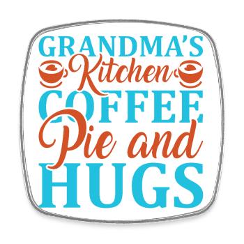 Grandma's Kitchen: Coffee, Drink, and Hugs - Square fridge magnet - white - Front