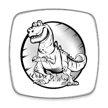 T Rex Gamer - Viereckiger Kühlschrankmagnet - Weiß - Vorne