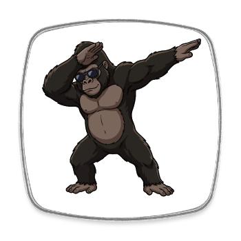 Dabbing Gorilla – Funny Animal Cartoon Motif - Square fridge magnet - white - Front