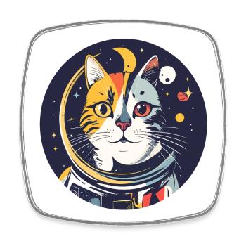 Cats Cosmos Astronaute Portrait du chat spatial - Magnet carré - blanc - Devant