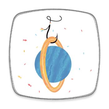 Planète au crochet (3/3) - Magnet carré - blanc - Devant