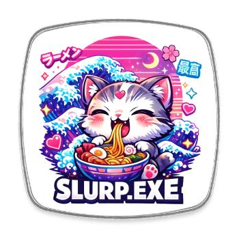 Kawaii Katze Ramen Nudeln Anime Katze - Viereckiger Kühlschrankmagnet - Weiß - Vorne