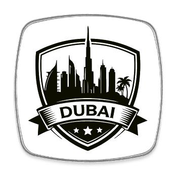 Bouclier de la Skyline de Dubaï - Magnet carré - blanc - Devant