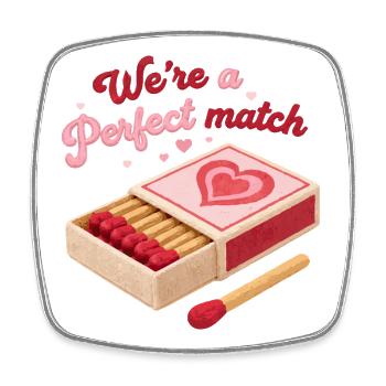 Perfect Match Love Funny Valentine Design - Square fridge magnet - white - Front