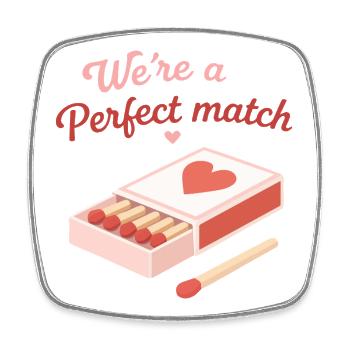 Perfektes Match Liebeszitat süßes Paar-Design - Viereckiger Kühlschrankmagnet - Weiß - Vorne
