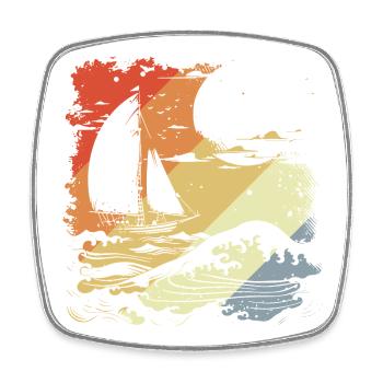 Segeln Vintage Look - Viereckiger Kühlschrankmagnet - Weiß - Vorne