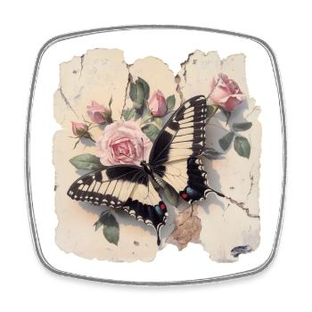 Papillon - Magnet carré - blanc - Devant
