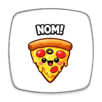 Conception de la part de pizza Kawaii - Magnet carré - blanc - Devant