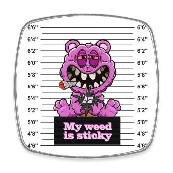 My weed is sticky - Viereckiger Kühlschrankmagnet - Weiß - Vorne