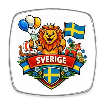 Schwedens fröhliches Logo - Viereckiger Kühlschrankmagnet - Weiß - Vorne