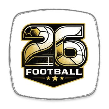 26 Fußball - Viereckiger Kühlschrankmagnet - Weiß - Vorne