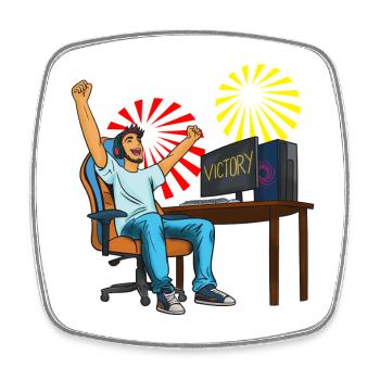 Gaming Victory! - Square fridge magnet - white - Front