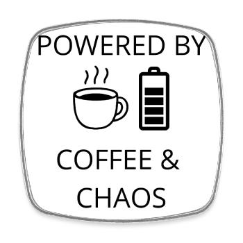 Kaffee &amp; Chaos - Viereckiger Kühlschrankmagnet - Weiß - Vorne
