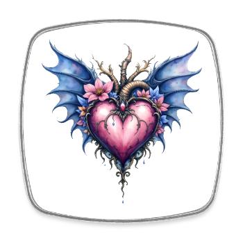 Gothic Floral Winged Heart - Square fridge magnet - white - Front