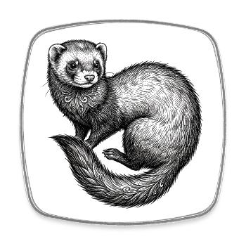 Frettchen - Viereckiger Kühlschrankmagnet - Weiß - Vorne