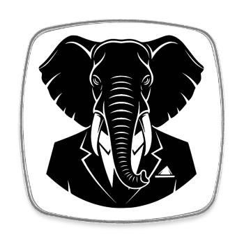 Elefant im Anzug –  Business Tier Motiv - Viereckiger Kühlschrankmagnet - Weiß - Vorne