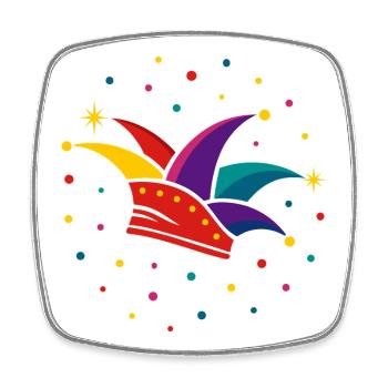 Fool's Cap with Confetti – Carnival & Carnival - Square fridge magnet - white - Front