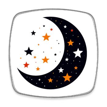 Moon and Stars Moon Star Pattern of Night Motif - Square fridge magnet - white - Front