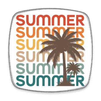 Retro Summer Palm Trees Sunset Vibes - Square fridge magnet - white - Front