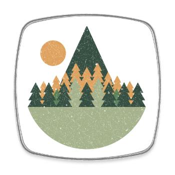 Forest Mountains Nature Vintage Retro Mountains Sapin de Noël - Magnet carré - blanc - Devant