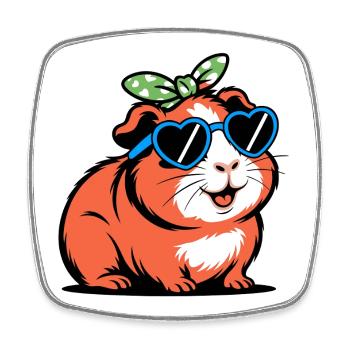 Funny guinea pig with sunglasses - Square fridge magnet - white - Front
