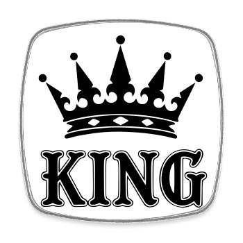 Crown king - Square fridge magnet - white - Front